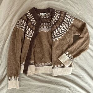 Madewell Brown and Cream Knit Cardigan